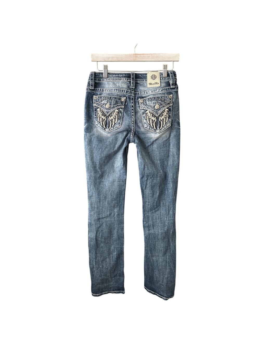 Miss Me Mid Rise Boot Cut Rhinestone Jeans Size 27 Womens
